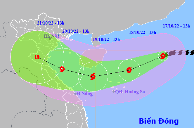 Bão số 6 giật cấp 14 đang di chuyển nhanh hướng vào các tỉnh Trung bộ