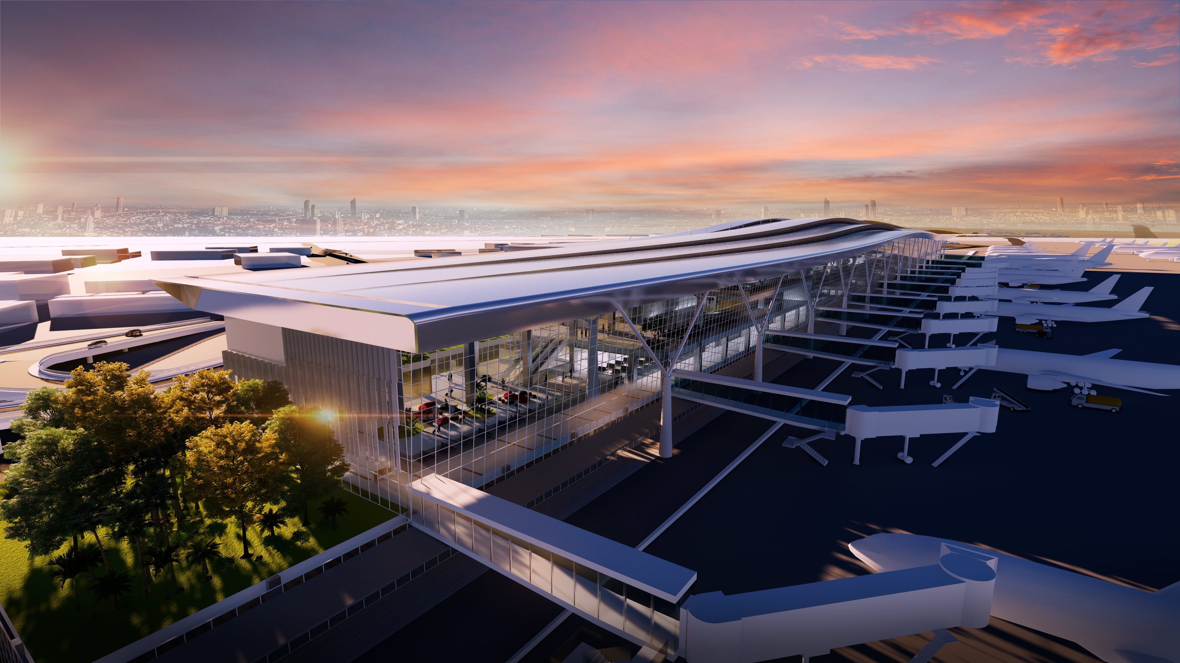 Sân đỗ máy bay của ga T3 rộng 4.670 m2, gồm đường nội bộ, bãi xe, hệ thống giao thông kết nối với nhà ga T1, T2 và hệ thống kỹ thuật. Ảnh: ACV.