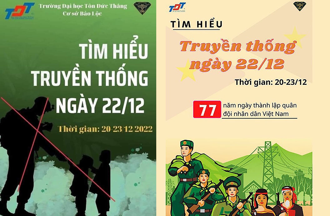 Đại học Tôn Đức Thắng báo cáo vụ banner có hình lính Mỹ