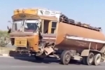 Kinh hoàng cảnh tượng chiếc xe tải không bánh trước lao băng băng trên đường