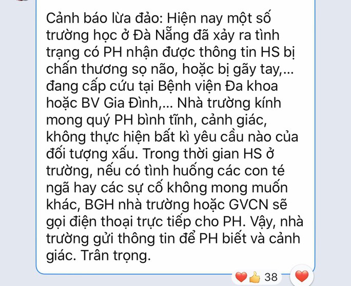 Nhiều phụ huynh ở Đà Nẵng nhận cuộc gọi con đang cấp cứu - Ảnh 1.