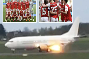Máy bay chở Arsenal bốc cháy tại Đức, đã xác định nguyên nhân?