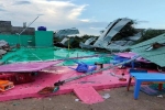 Bình Thuận: Lốc xoáy làm sập nhà tập cầu lông, gãy nhiều trụ điện