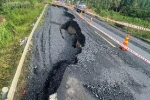 Tuyến đường tránh trăm tỉ ở Đắk Lắk vừa sụp lún, tạo hố sâu