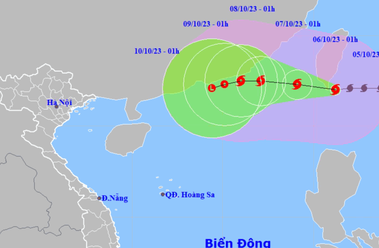 Bão Koinu giật cấp 17, sóng biển cao 6-8 m hướng vào Biển Đông